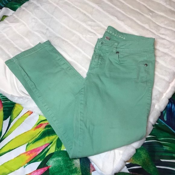 EUC $50 LC Lauren Conrad Women's 4 Cropped Capri Style Green Denim Summer Jeans - Picture 3 of 13